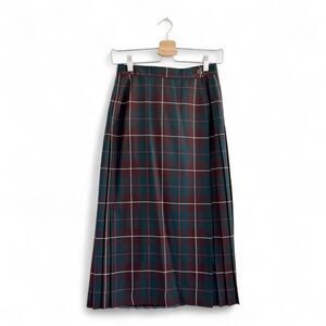 UK Vintage St Michael Skirt Tartan Plaid Pleated Wrap Wool Long Modest Skirt
